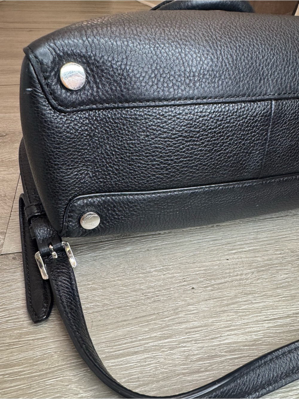 Michael Kors Black Pebbled Leather Satchel with MK Lock Charm - Picture 12 of 17